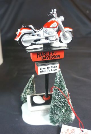 Dept 56 - Harley - Davidson Sign - Snow Village Accessories - 54901 Cond