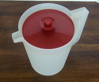 Tupperware Sheer Push Button Pitcher 2 Qt Cranberry Red Lid