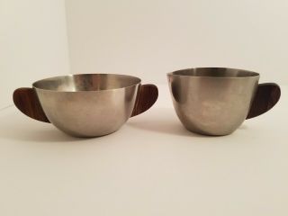 Stainless Steel Creamer Or Milk Pitcher And Open Sugar Bowl From Denmark