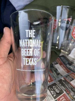 3 Lone Star Beer 16 oz.  Pint Glasses.  Red Shield & Armadillo on Back Logo 3