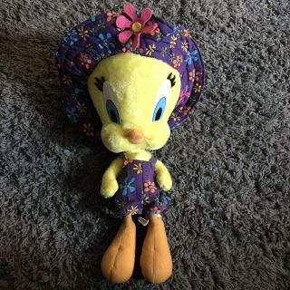 Tweety Bird 20” Plush Purple Flower Hat Doll Looney Tunes 1997