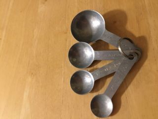 Vintage Aluminum Measuring Spoon Set Of 4 Kitchen Utensils Country