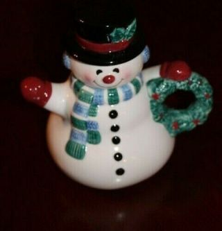 Hallmark Snowman Ceramic Teapot 6.  5 " High