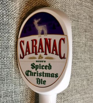 Saranac Brewing Rudy’s Spiced Christmas Ale Beer Tap Handle Craft Home Brew Keg