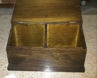 Vintage Large Handmade Wood Double Recipe Card Box Holds 3 " X 5 " Cards