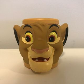 Baby Simba The Lion King Walt Disney Applause 3 - D Face Mug Plastic Vtg.  Cup