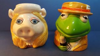 Vintage Kermit The Frog & Miss Piggy Muppet Mugs By Sigma Tastesetter Jim Henson