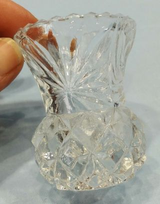 Vintage Pattern Glass Toothpick Holder Small Vase