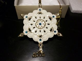 Lenox China 2005 Snowflake Teal Gems Jeweled Xmas Tree Ornament