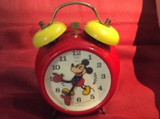 Walt Disney Mickey Mouse Alarm Clock Bradley Pie - Eyed Vintage Germany