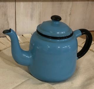 Vintage Judgeware Enamelware Mini Blue Teapot Made In England Decor
