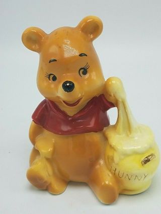Vintage Ceramic Winnie The Pooh Figurine W Hunny Pot Figurine Japan 4 1/2 " T