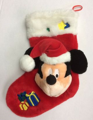 Disney Store Mickey Mouse Plush Singing Christmas 3d Stocking 16 " So Cute