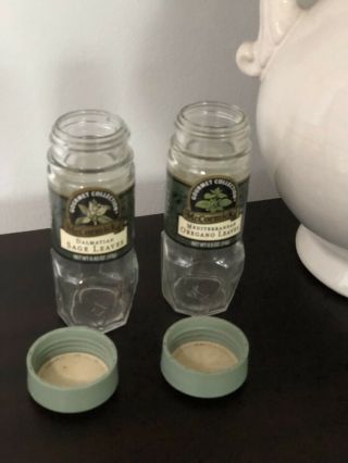 Vintage Mccormick Spice Jars Green Lids Dalmatian Sage Or Mediterranean Oregano