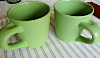 Set Of 2 12oz Chantal 2002 Green Ceramic Coffee Tea Mugs Cups Retired