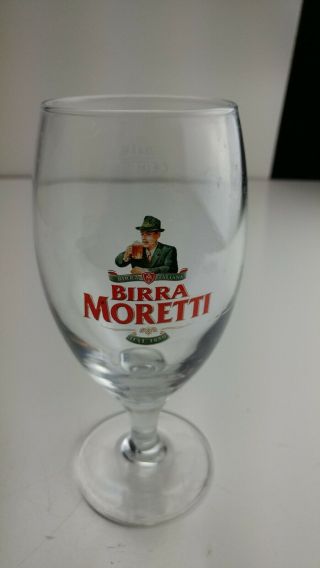 Birra Moretti Italian Beer 16oz Footed Stem Goblet Glass 0.  4l
