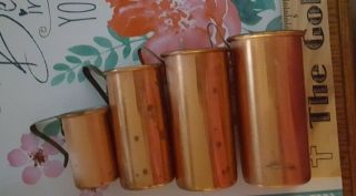 Vintage Set Of 4 - Stacking Copper Measuring Cups (1/4 To 1 Cup) - Brass Handles