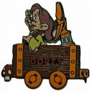 Le Old Disney Pin 100 Years Of Dreams Dopey Snow White 7 Dwarfs Mine Train Car