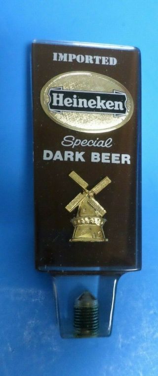 Imported Heineken Special Dark Beer Tap Handle,  6 X 2 - 1/4 Inch,  Plastic/lucite