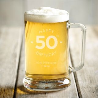 Personalised Beer Tankard 18th 21st 30th 50th 60th Birthday Any Age Any Message