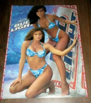1998 Bud Light Sexy Bikini Pin Up Poster Featuring Two Women