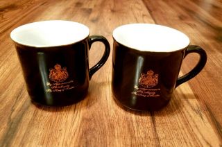 Set Of 2 Gevalia Kaffe Black Gold Coffee Mug Appointment Majesty King Sweden
