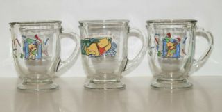 3 Anchor Hocking Disney Winnie the Pooh Glass Mugs What ' s Cooking 1 Bother 3