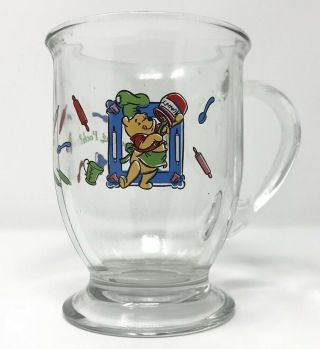 Disney Winnie The Pooh Mug Whats Cooking 14 Ounce Anchor Hocking Glass Cup