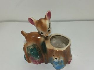 Walt Disney Bambi Thumper Ceramic Planter Vintage 1940 ' s Colorful 2