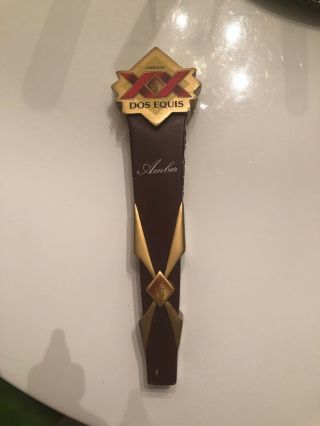 Xx Dos Equis Amber Cerveza Beer Tap Handle Marker 11 1/2 "