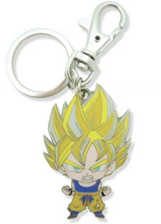 Dragon Ball Dbz Keychain Key Chain Set Chibi Goku Ssj Saiyan Licensed 3
