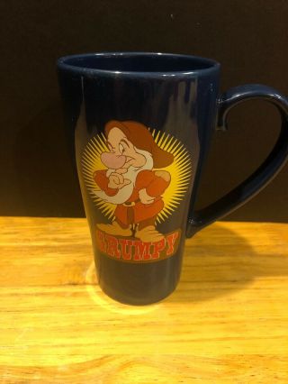 Disney Store Grumpy Ceramic Coffee Mug Navy Blue 6” Snow White & 7 Dwarfs C1