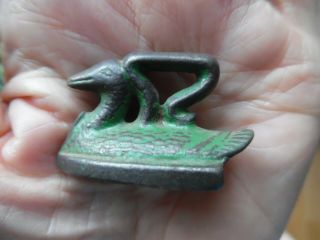 Cast Iron Figural Duck Bird Miniature Sad Hand Iro Mini Antique /vintage
