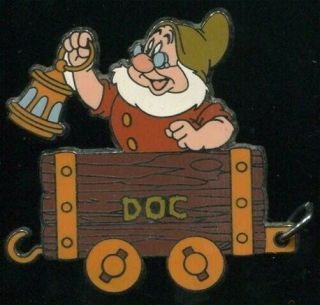 Le Old Disney Pin 100 Years Of Dreams Doc 1937 Snow White 7 Dwarf Mine Train Car