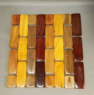 Hand Crafted Wood Trivet Hot Pad Mahogany Stained Wooden Crafted
