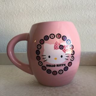 Hello Kitty Oval Pink Ceramic Cup Mug Vandor Sanrio 2013 2