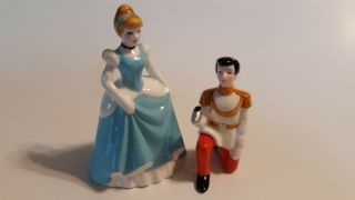 Disney Japan Porcelain Cinderella & Prince Charming Figures Great Cond