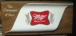 Miller High Life Beer,  The Champagne Of Beer,  Plastic Wall Sign,  Wisconsin 1978