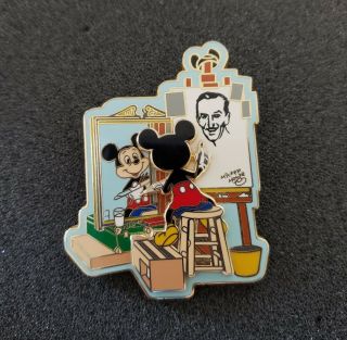 Disney Norman Rockwell Spoof Mickey Self Portrait Walt Painting Pin