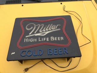 Miller High Life Cold Beer Bar Lighted Sign 1983 19.  5 X 15.  5
