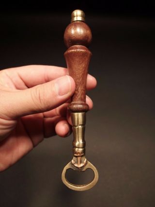 Antique Vintage Style Beer Bottle Cap Opener Turned Wood Handle W Anchor