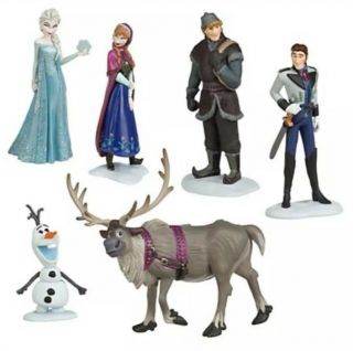 Disney Frozen Figurine 6 Piece Playset Olaf,  Anna,  Elsa,  Sven,  Kristoff & Hans