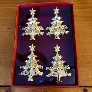 Lenox Holiday Noel Set Of 4 Gold Colored Christmas Tree Napkin Rings