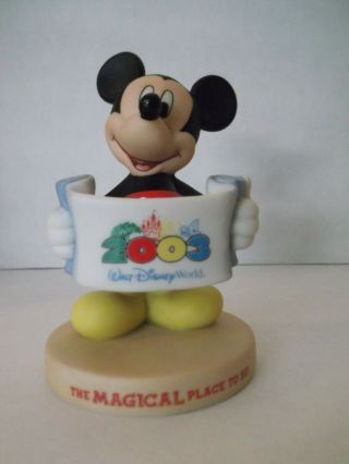 Walt Disney World Mickey Mouse 2003 Banner Ceramic Porcelain Figure No Box