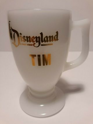 Disneyland Vintage Milk Glass Cup/mug Personalized " Tim " 70 