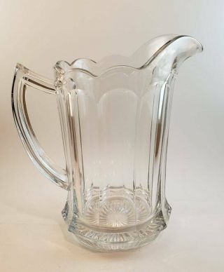 Vintage Heavy Thick Glass Beer Pitcher With Handle - 8 " Tall