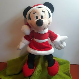 Disney Minnie Mouse Christmas Plush Mrs Santa Claus Red Suit Baby Toy Rattle 12 "