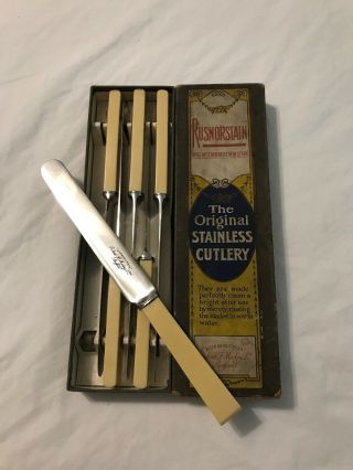 Vintage Rusnorstain The Stainless Cutlery Butter Knives