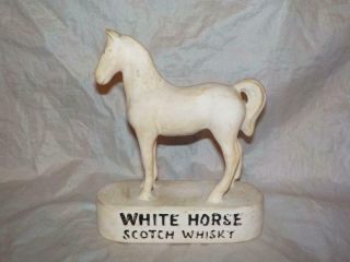 Vintage Small White Horse Scotch Whisky Painted Ceramic Horse Advertising Figure