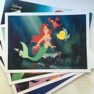 The Little Mermaid (2013) Walt Disney Store Lithograph Set X4 Exclusive Art
